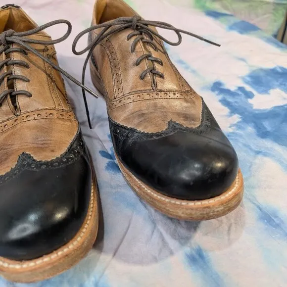 Bed Stu Black and Brown Wingtip Brogue Dress Shoes Derby Oxford Men Size 11