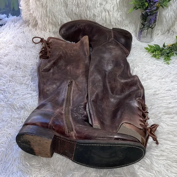 Bed Stu Cobbler Series Dark Brown Lace-up Boots