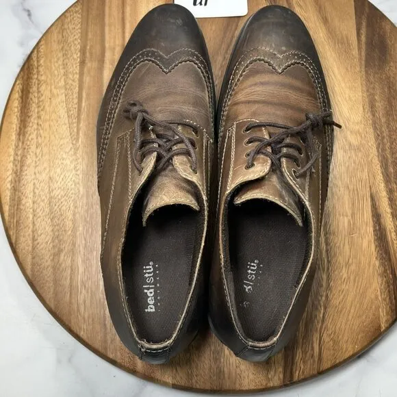 Bed Stu Cobbler Series Leather Wingtip Oxford Brown Driftwood Shoes Men’s 11.5‎