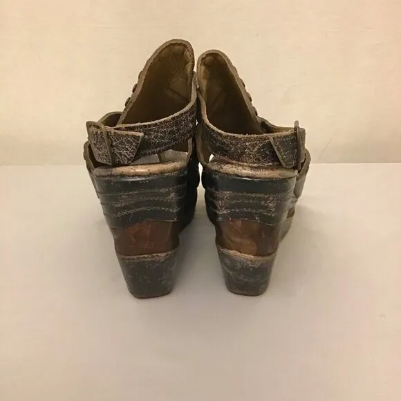 Bed Stu Joanne 9 Women’s Sandals Brown Distressed Leather Platform Wedge Boho