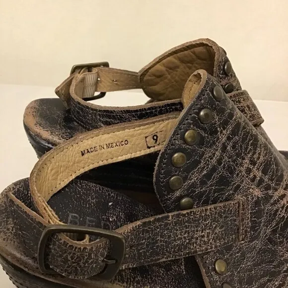Bed Stu Joanne 9 Women’s Sandals Brown Distressed Leather Platform Wedge Boho