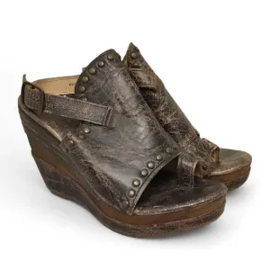 Bed Stu Joanne 9 Women’s Sandals Brown Distressed Leather Platform Wedge Boho