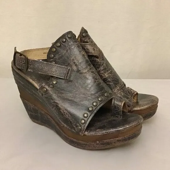 Bed Stu Joanne 9 Women’s Sandals Brown Distressed Leather Platform Wedge Boho