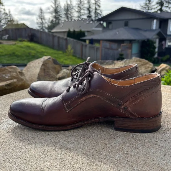 Bed Stu Men's Larino Brown Leather Derby Shoes Teak Rustic Size 11 Oxford Lace