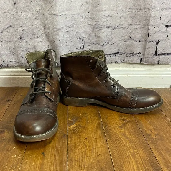 Bed|stu Mens size 10 loop dark brown leather lace up boots