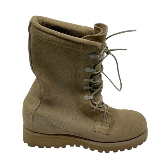 Belleville Mens Tactical Boots Combat Flight Brown Leather Lace Up 4.5 Wide