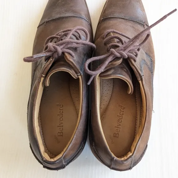 BELVEDERE Paris brown leather oxford loafers dress shoes