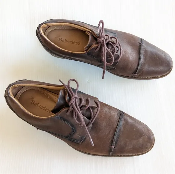 BELVEDERE Paris brown leather oxford loafers dress shoes