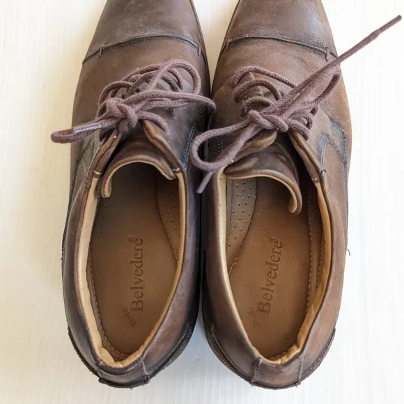 BELVEDERE Paris brown leather oxford loafers dress shoes