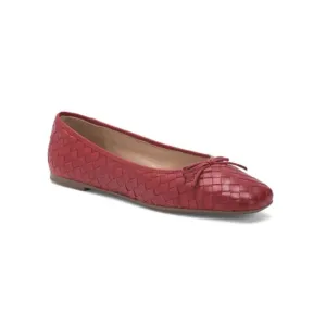 BERNARDO Red Made In Brazil Leather Gwynn Woven Flats