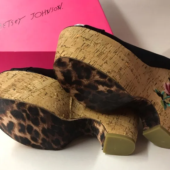 Betsey Johnson platform wedges heels satin rose sexy Lolita rockabilly dollbaby