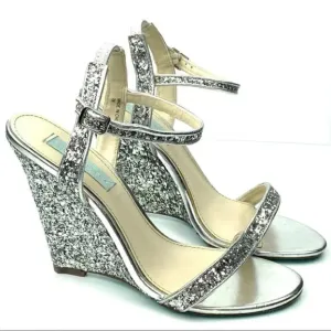 Betsey Johnson wedding Heels Darci 7 glitter wedge