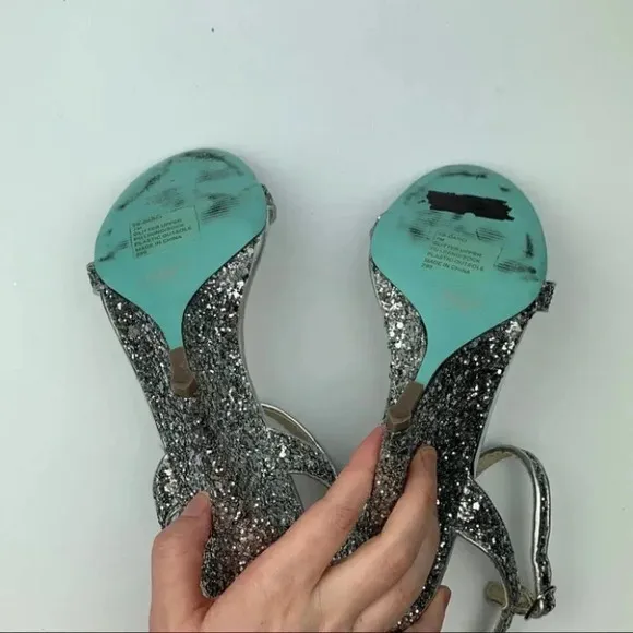 Betsey Johnson wedding Heels Darci 7 glitter wedge