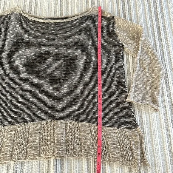 Bill Baber Womens Sweater Relaxed Boat Neckline Natural Fiber Size S/M Two Tone