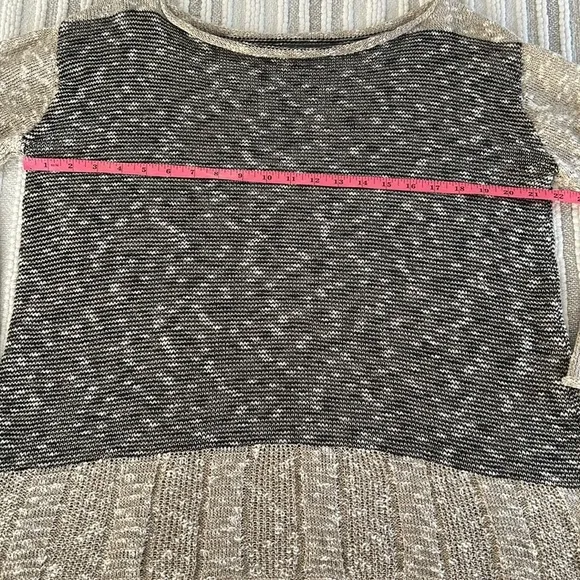 Bill Baber Womens Sweater Relaxed Boat Neckline Natural Fiber Size S/M Two Tone
