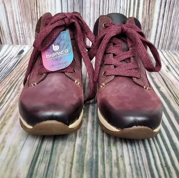 Bionica Eggplant Tucson Knit Lace Up Hiker Boots