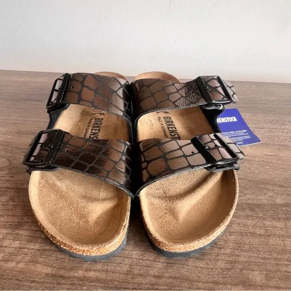 Birkenstock Arizona Black Gator Gleam Women's Sandal Size 37 aka 6 #242649