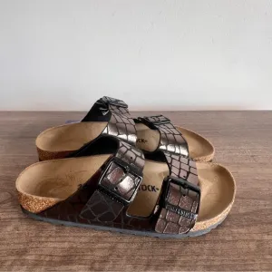 Birkenstock Arizona Black Gator Gleam Women's Sandal Size 37 aka 6 #242649