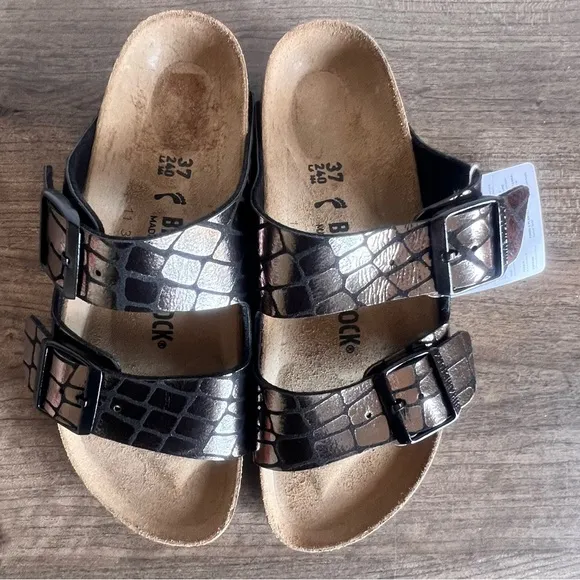 Birkenstock Arizona Black Gator Gleam Women's Sandal Size 37 aka 6 #242649