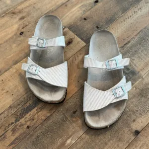 Birkenstock Birki’s Birko Flor Aziza Two Strap Narvic Stripes Slide Sandal