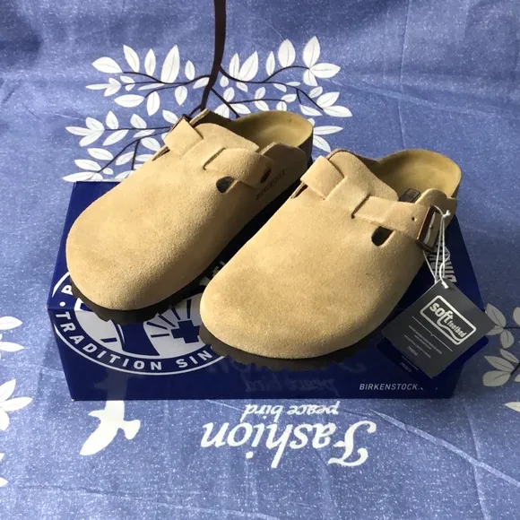 Birkenstock Boston Cream Mules Classic Clog Design - Narrow