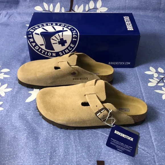 Birkenstock Boston Cream Mules Classic Clog Design - Narrow