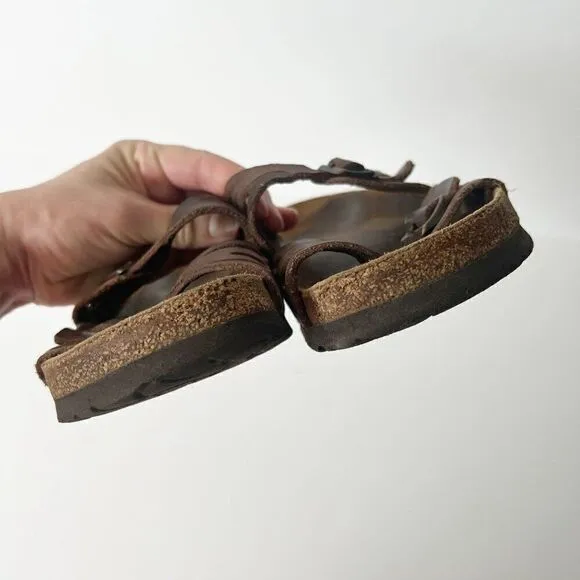 Birkenstock Soft Footbed Granada Sandals Double Two Strap Brown Slides 37 6-6.5