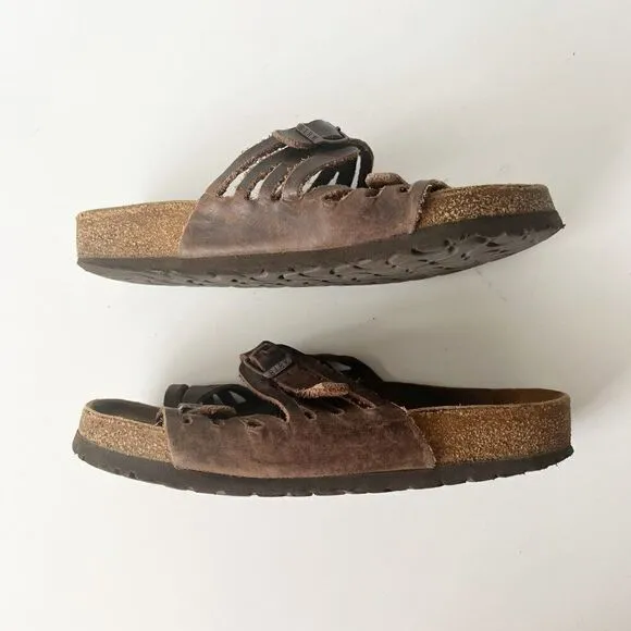 Birkenstock Soft Footbed Granada Sandals Double Two Strap Brown Slides 37 6-6.5