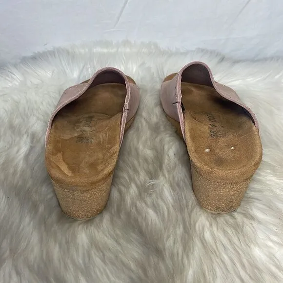 Birkenstock Papillio Namica Rivets Pink Nubuck Wedges Sz 38/7-7.5