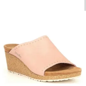 Birkenstock Papillio Namica Rivets Pink Nubuck Wedges Sz 38/7-7.5