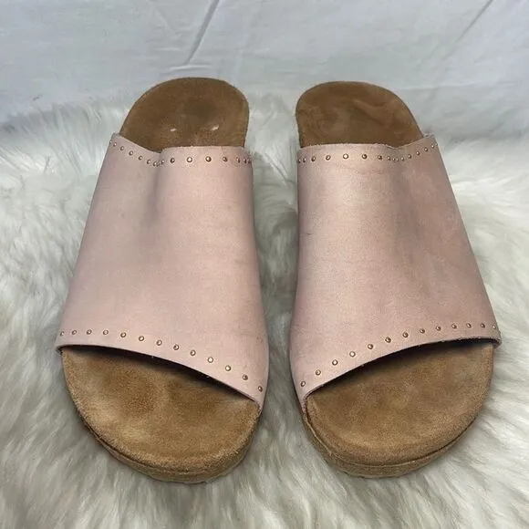 Birkenstock Papillio Namica Rivets Pink Nubuck Wedges Sz 38/7-7.5