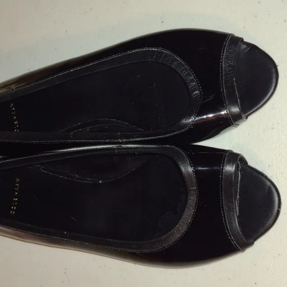 Black Ballet Elsie peep toe flats Cole Hann 8b