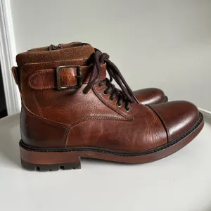 Black Brown 1826 Genuine Leather Brown Lace Up Side Zip Boots 11M