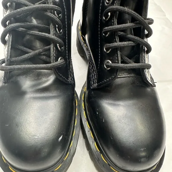 Black Combat Boots with Buckle Detail