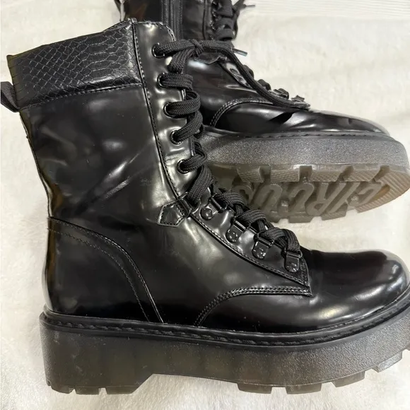 Black Lace-Up Combat Boots