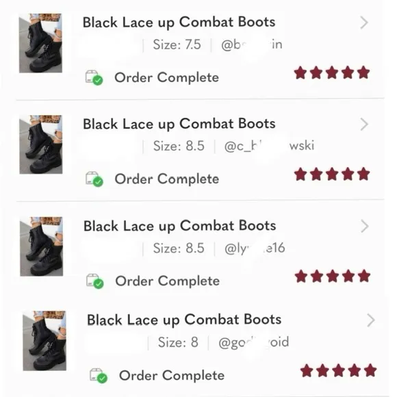 Black Lace-Up Combat Boots