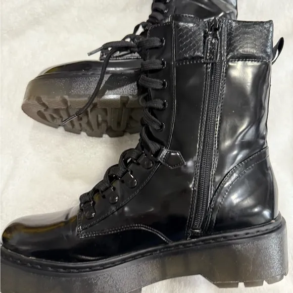Black Lace-Up Combat Boots