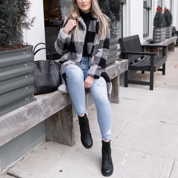 Black Lace-Up Combat Boots