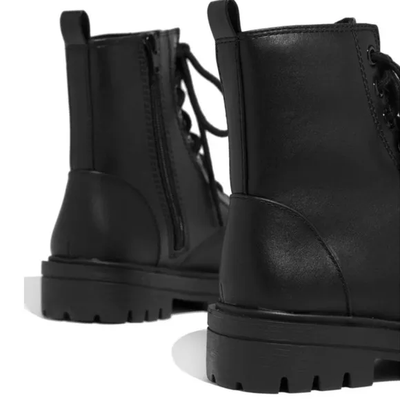 Black Lace-Up Combat Boots