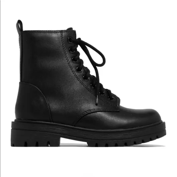 Black Lace-Up Combat Boots