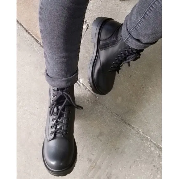 Black Lace-Up Combat Boots