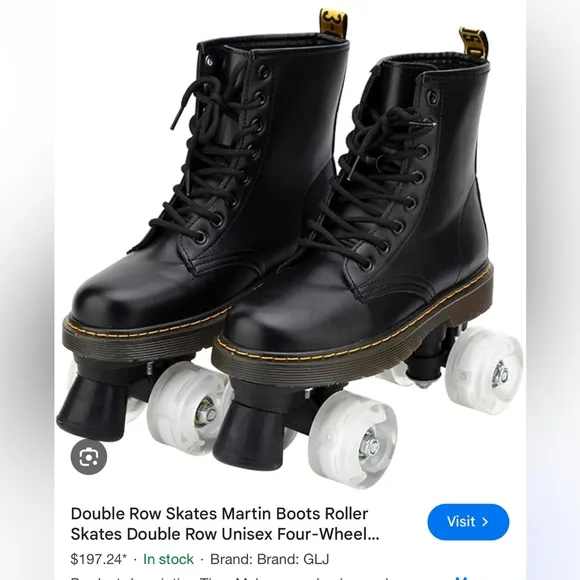 Black Martin Boot Style Roller Skates Derby Outdoor Light Up Wheels - Unworn 40