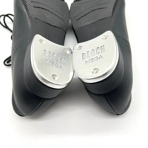 Bloch Womens Size 6.5 S0321L Sync Black Leather Lace Up Jazz Tap Dance Shoes