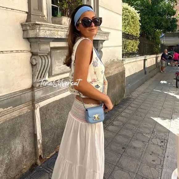 BLOGGER'S FAVE! Zara Long Boho Skirt White NWT