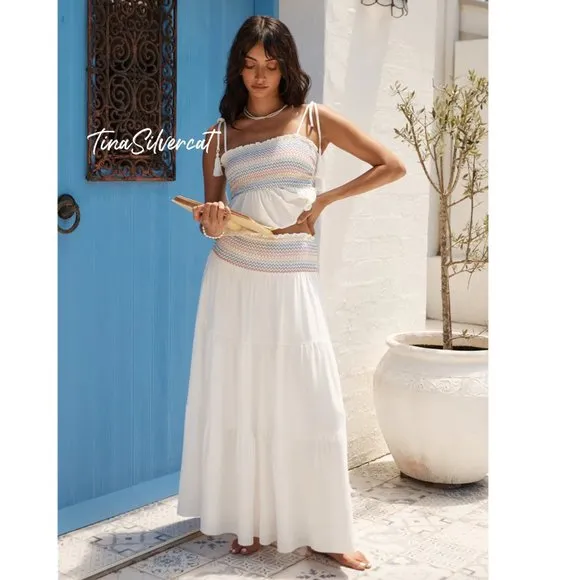 BLOGGER'S FAVE! Zara Long Boho Skirt White NWT