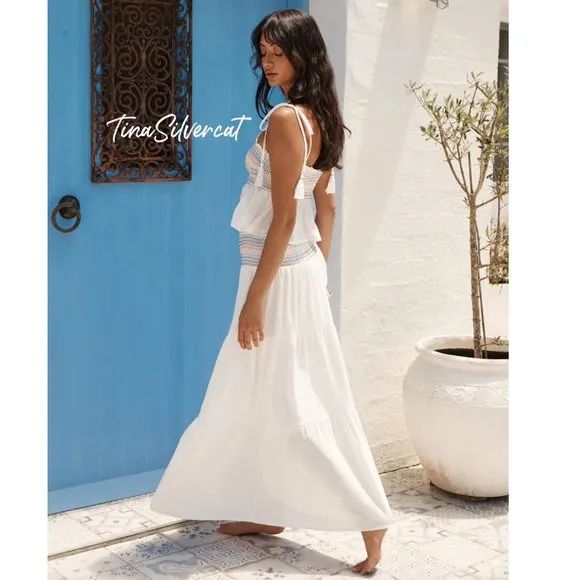BLOGGER'S FAVE! Zara Long Boho Skirt White NWT