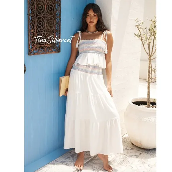 BLOGGER'S FAVE! Zara Long Boho Skirt White NWT