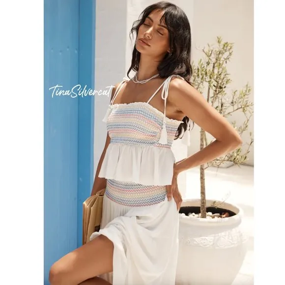 BLOGGER'S FAVE! Zara Long Boho Skirt White NWT