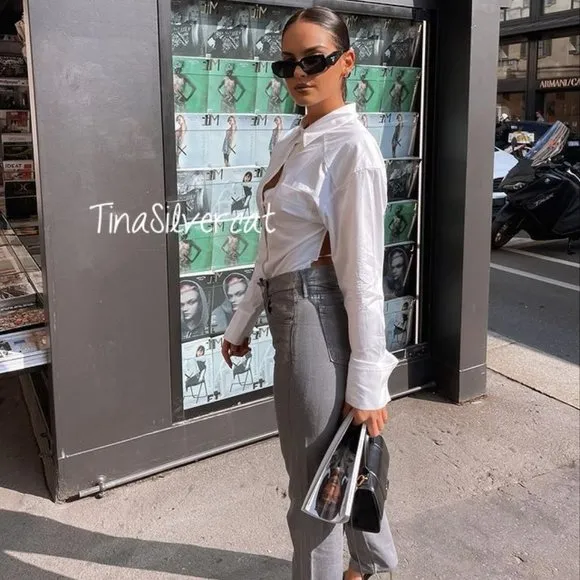 BLOGGER'S FAVE! Zara Metallic Silver Slim Jeans NWT