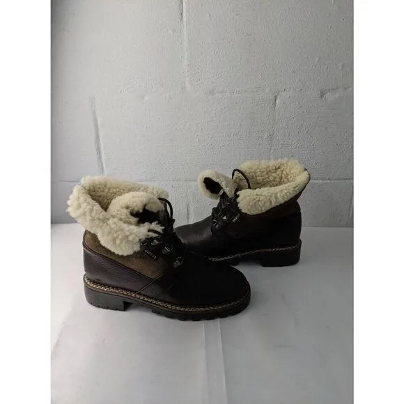 Blondo Outdoor Y2K 90s Genuine Shearling Leather Boots Norfolk Vintage Lace up B